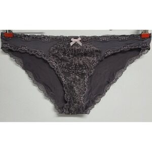 Victoria's Secret Dream Angels Cheekini Large Grey Soft Satin Lace New Panty